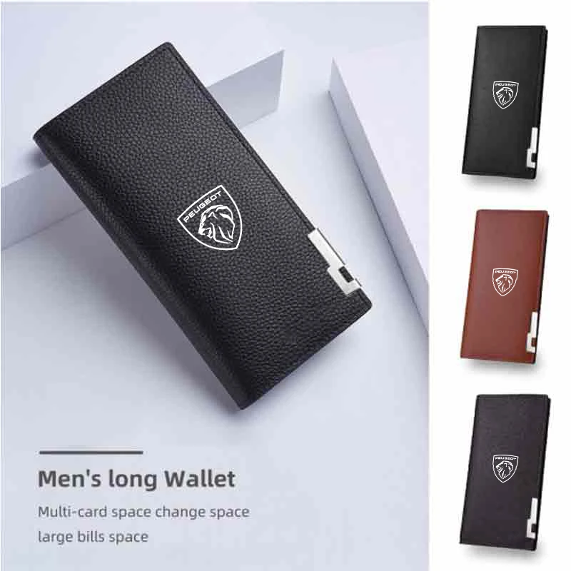 الرجال محفظة طويلة حقيبة صغيرة جلدية حقيبة يد الأعمال حامل بطاقة عملة جيب لبيجو 206 307 308 3008 207 208 508 2008 5008