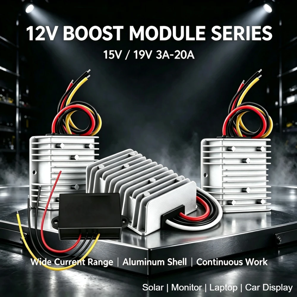 DC-DC 12V To 15V 19V Step Up Converter3A 5A 8A 10A 15A 20ABoost Voltage Regulator Aluminum Shell Power Supply for Car RV Monitor