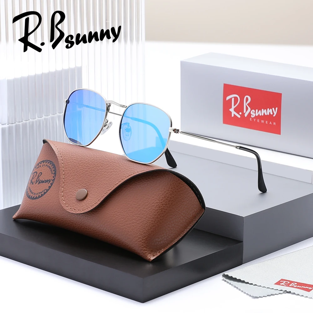 RBsunny Fashion Men Women Sunglasses Brand Polarized UV400 Vintage Square Glasses Metal Frame Driving Luxury Anti-Glare Eyewear