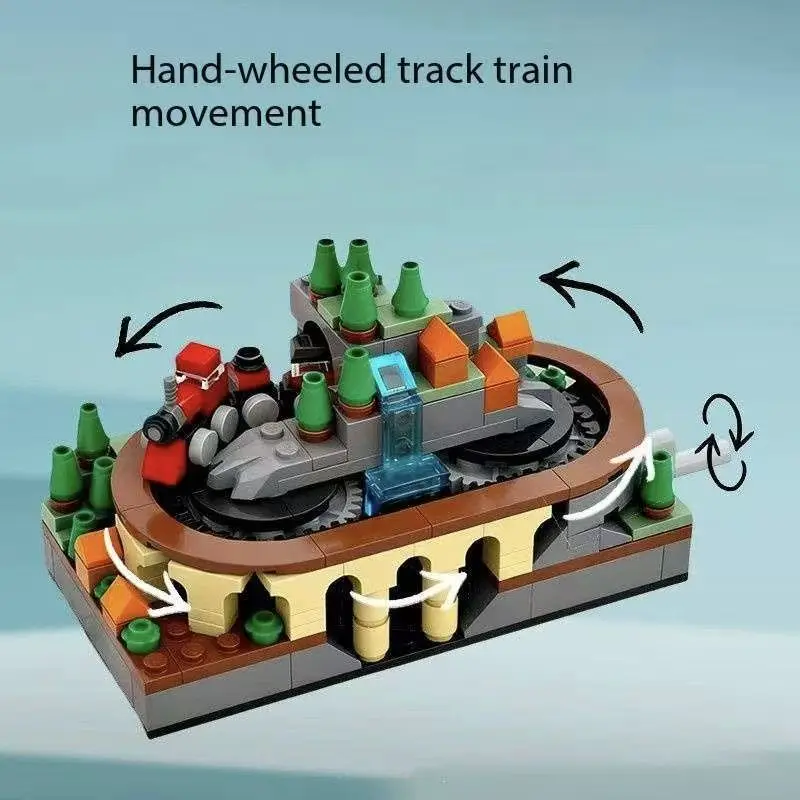 

New MOC building blocks hand-cranked train track building blocks model train building blocks assembled boys and girls toys Gift