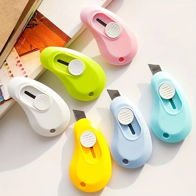 3pcs Cute Cartoon Droplet Mini Utility Knives, Random 3 Colors, Portable Small Cutter for Stationery Office Package Opening