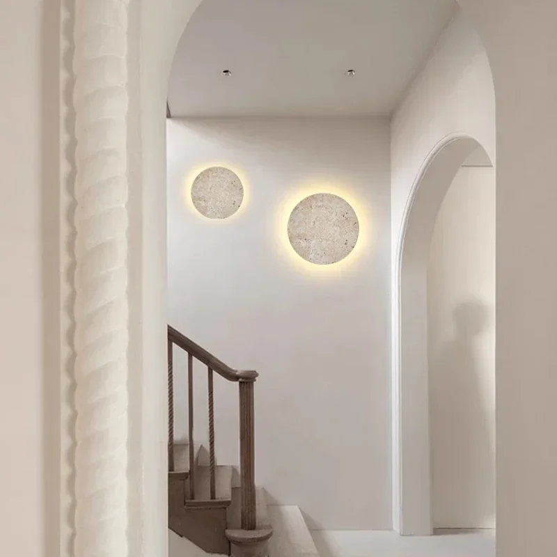 Natural Round Stone Wall Light Bedside Restaurant Atmosphere Art Decor Sconce 3000K Dropshipping 23/30cm Free Combination
