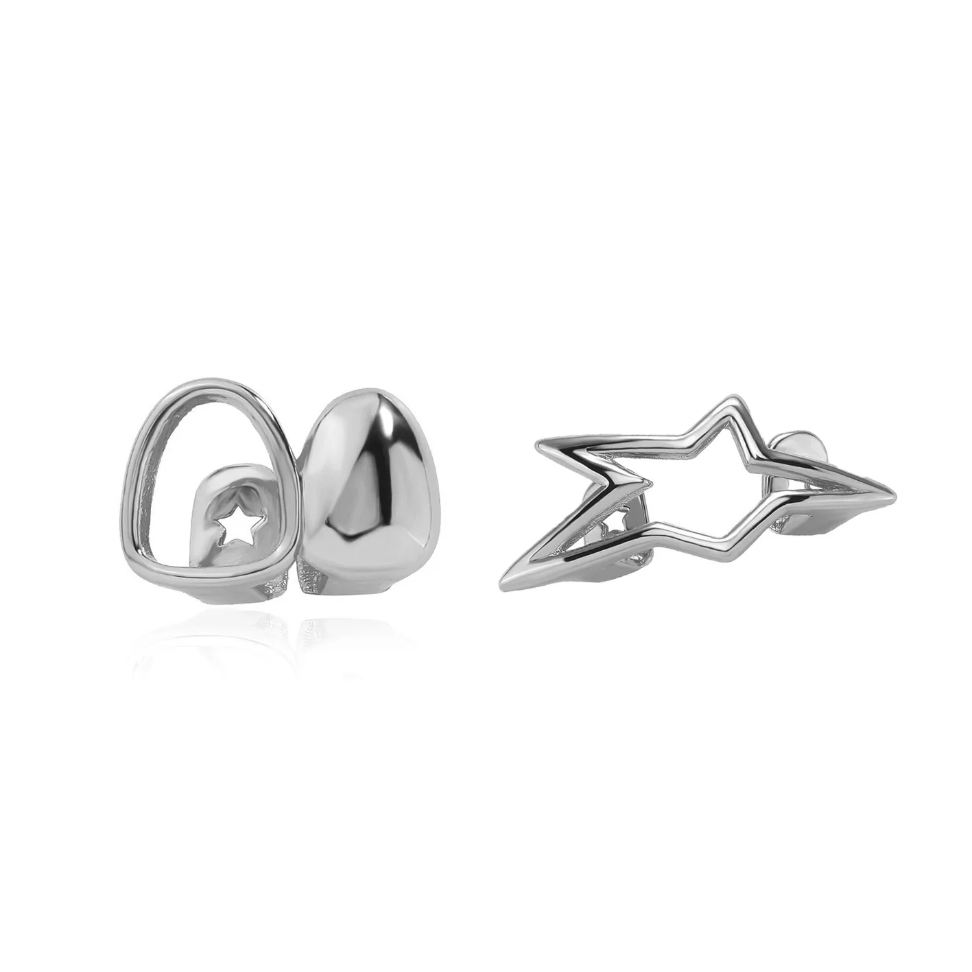 Y2K Cyber Punk Glänzende geometrische Stern Pentagramm Zahnkappen Unregelmäßiges Weihnachtsaccessoire Zähne Grillz Schmuck für Frauen und Männer – Detail 12