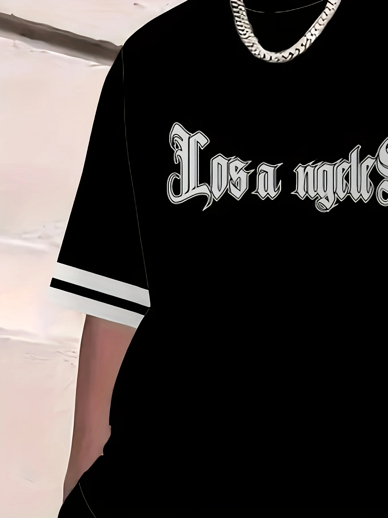 Moda masculina verão gótico carta listrado impressão respirável em torno do pescoço camiseta shorts definir ao ar livre roupas de rua alta