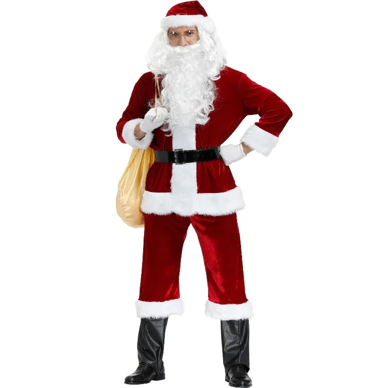 

Christmas Men's Santa Claus Costume Adult Plus Size Cosplay Uniform Stage Costume Carnival Merry Christmas Decoration M-4XL
