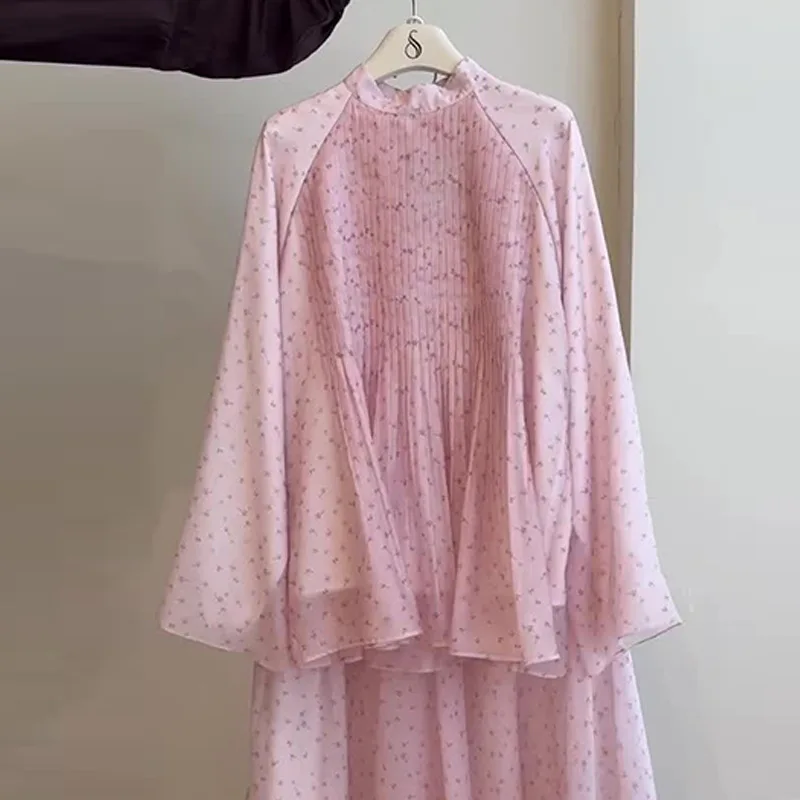 Skirt Suit Women Blouse Skirts 2 Piece Set Flower Print Top Ensemble Arabic Ramadan Eid Morocco Dubai Islam Muslim Outfits 2