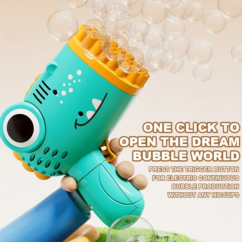 40 Hole Dinosaur Bubble Handheld Bubble Machine, Electric Bubble Gun Outdoor Wedding Party Toy(without Bubble Water)