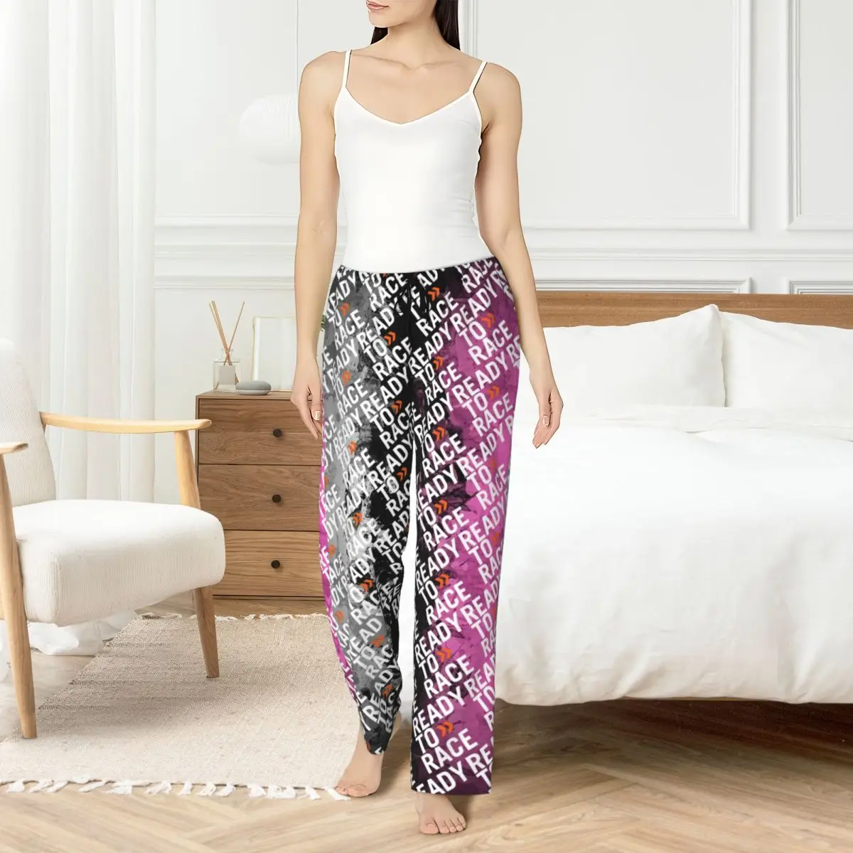 

Custom Women's Ready To Race Pajama Pants Printed Enduro Motocross Sleep Sleepwear Bottoms with Pockets