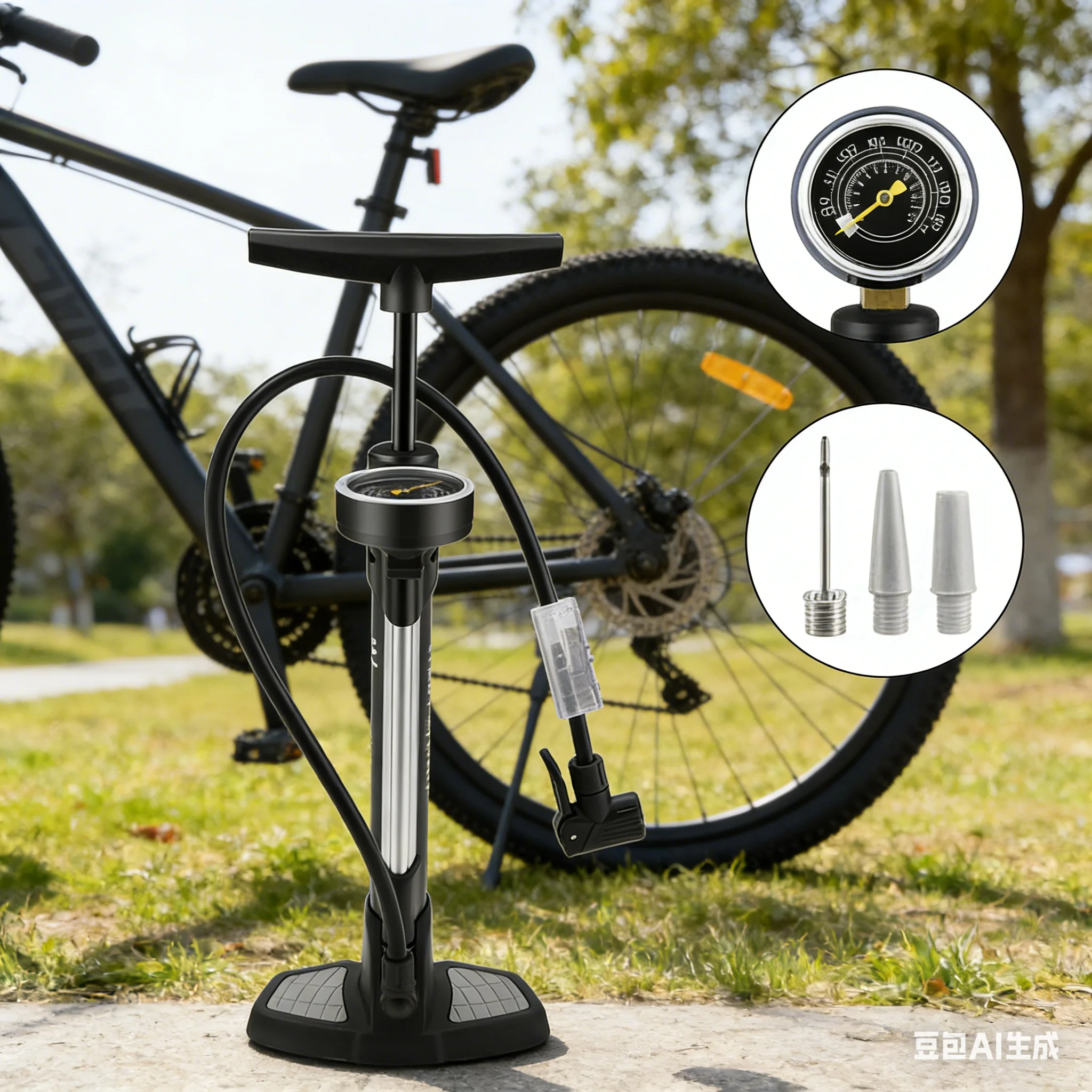 

1pc Bicycle Pump Vertical High-pressure Check Valve Inflation Cylinder For Most Bicycle Household Inflatable Accessories