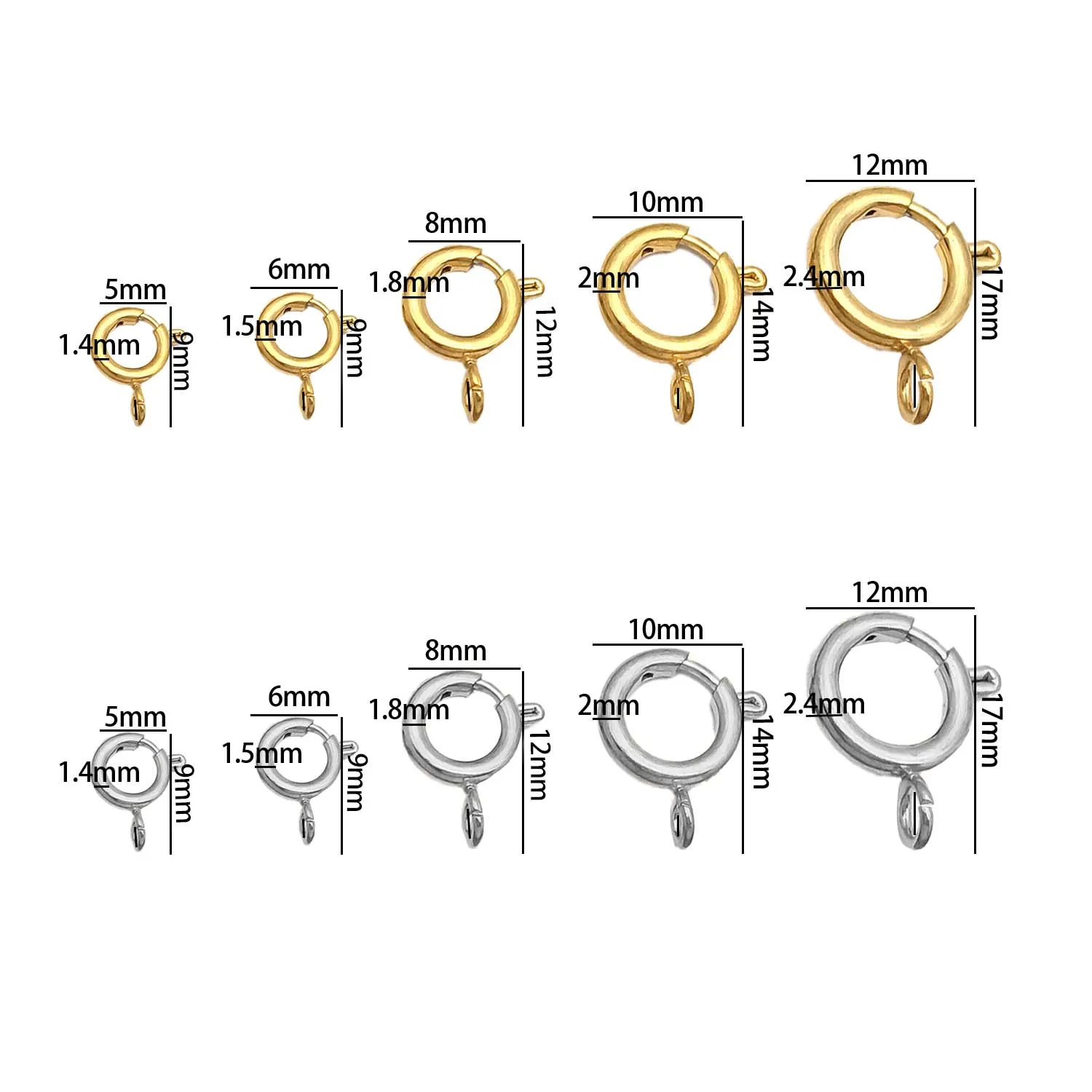 5pcs Stainless Steel Round Claw Spring Hook Clasp Lobster Clasp Connectors for DIY Bracelet Necklace Jewelry Making Accessories