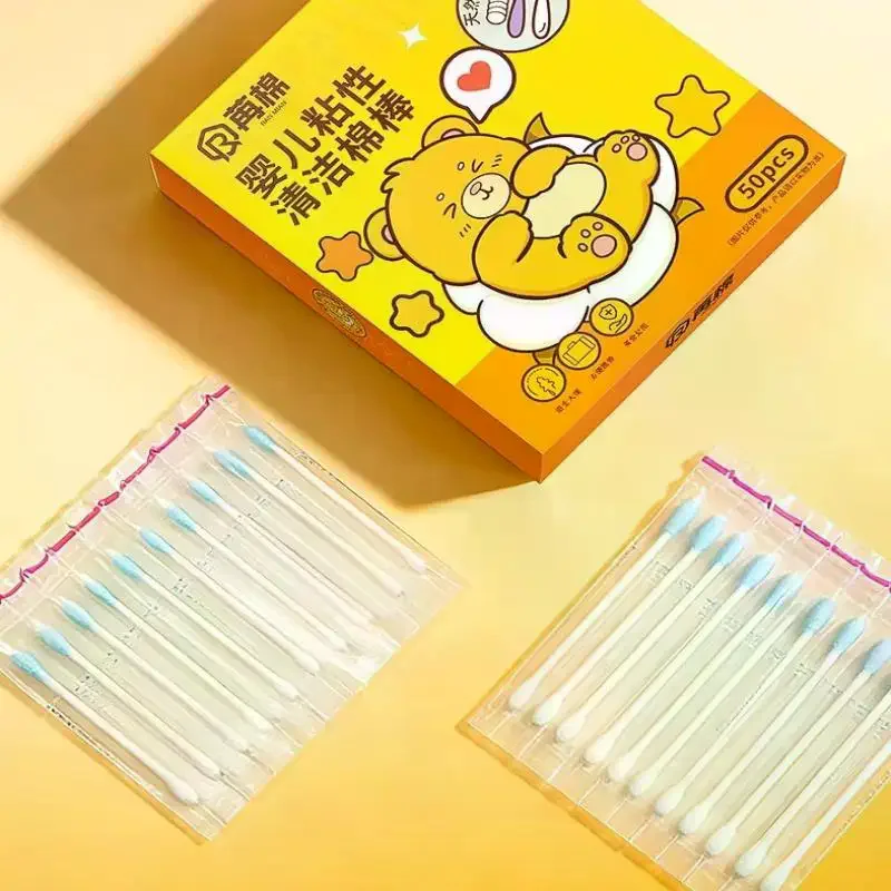 Disposable Sticky Ear Swabs Pick Reusable Ear Cleaner Soft Cotton Ear Wax Removal Tool Earwax Remover For Older Adult Kid 50pcs