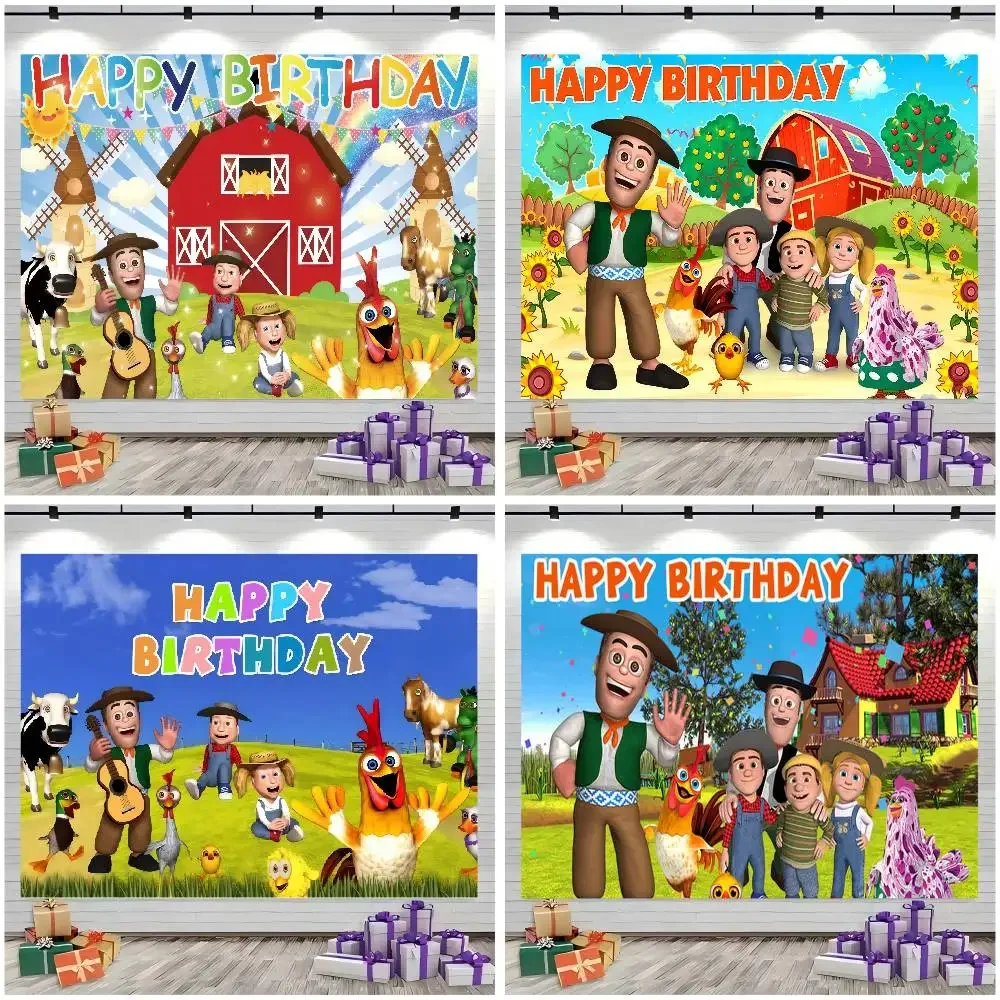 Fondo de Dibujos Animados La Granja de Zenón para Niños, Atrezzo para Productos, Fondo para Estudio Fotográfico, Decoración de Fiestas, Papel Tapiz