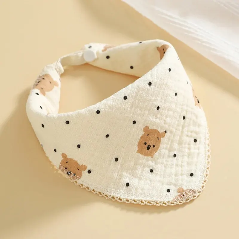 Newborn Drooling Bib Gauze Handkerchief Teether Bandana Bib 100% Organic Cotton Muslin Soft And Absorbent Baby Bib