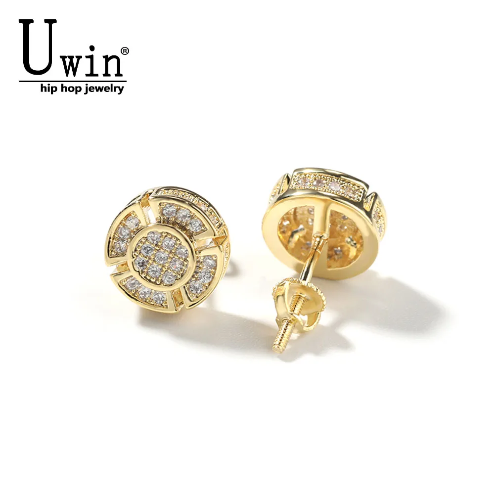 

Uwin 4 Leaves Earrings With CZ Stone Exquisite Ear Studs Exquisite Screw Back Fashion Jewelry