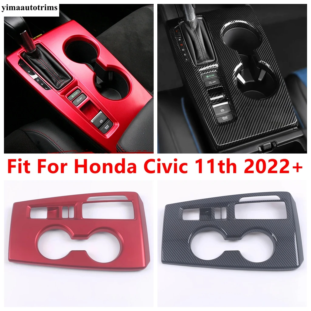 

Center Control Gear Shift Panel Water Cup Frame Decoration Cover Trim For Honda Civic 11th 2022 - 2024 Red Accessories Interior