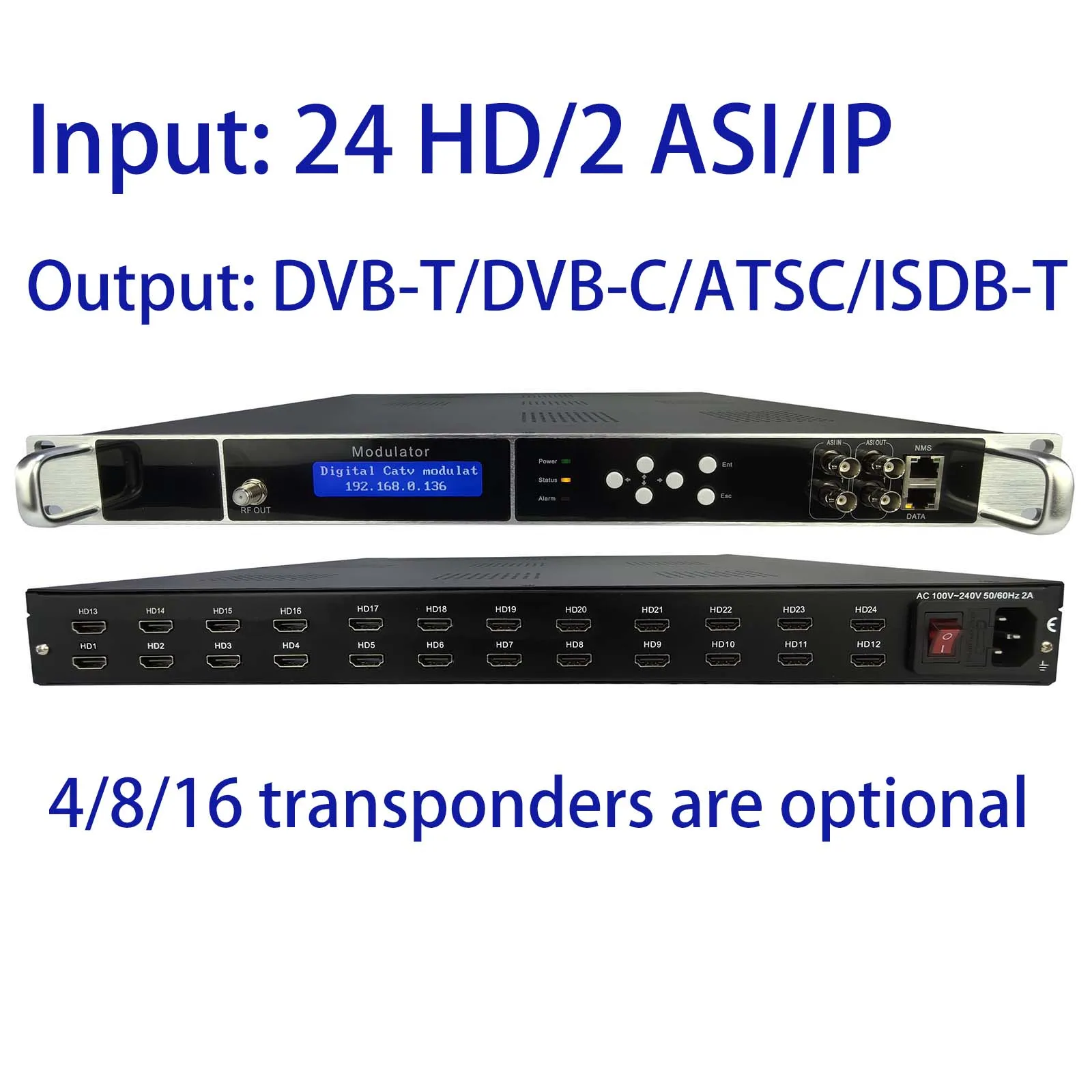 free shipping 1080P 24 HD to DVB-C/DVB-T/ATSC/ISDB-T encoder modulator Digital TV Headend QAM RF Modulator