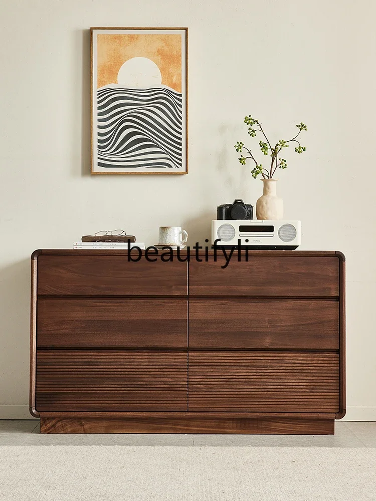 

A26 North American black walnut all solid wood six-chest cabinet Nordic living room drawer cabinet storage locker