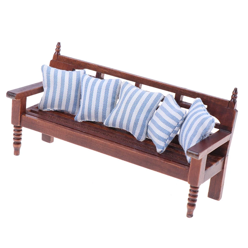 

1:12 Миниатюрный кукольный домик Деревянный диван с 5 подушками для кукол и детей