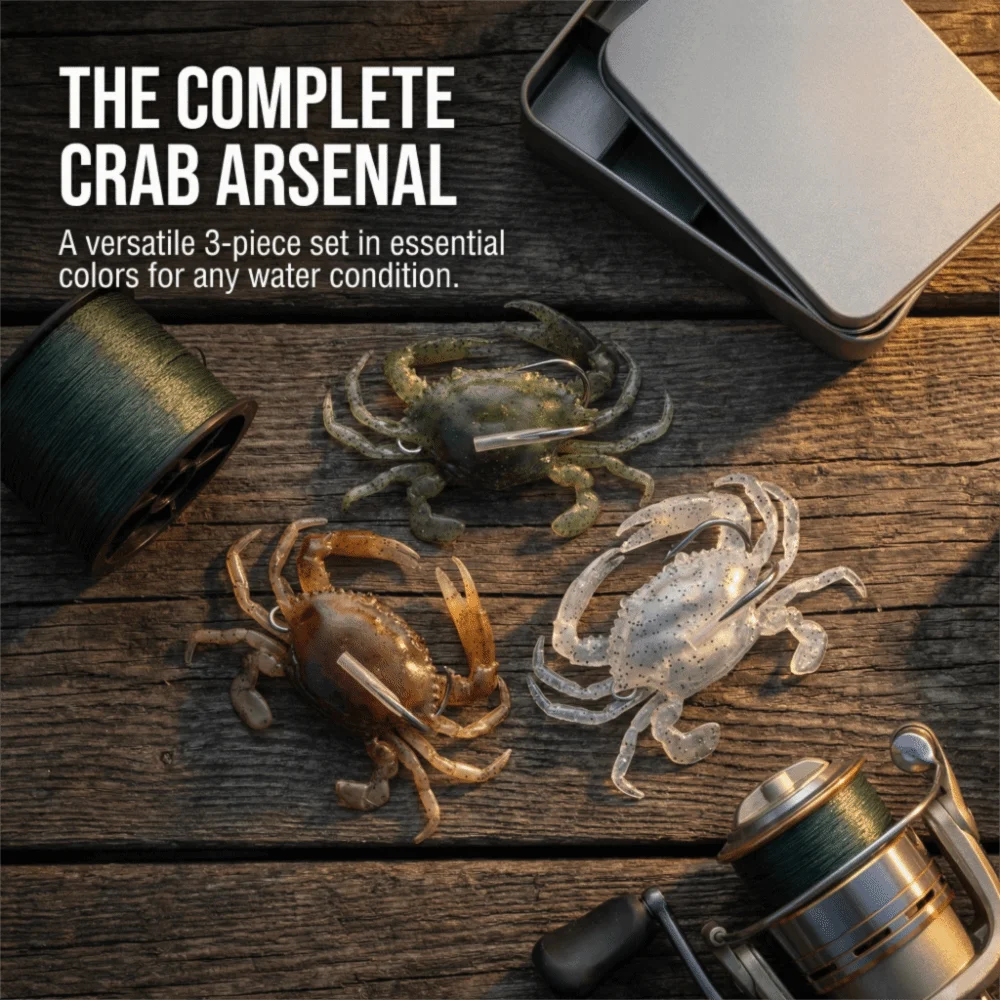 

3PCS Durable Soft Crab Lure Double Sharp Hooks Silicone Artificial Bait Crab 8cm Crab Bait Saltwater Fishing