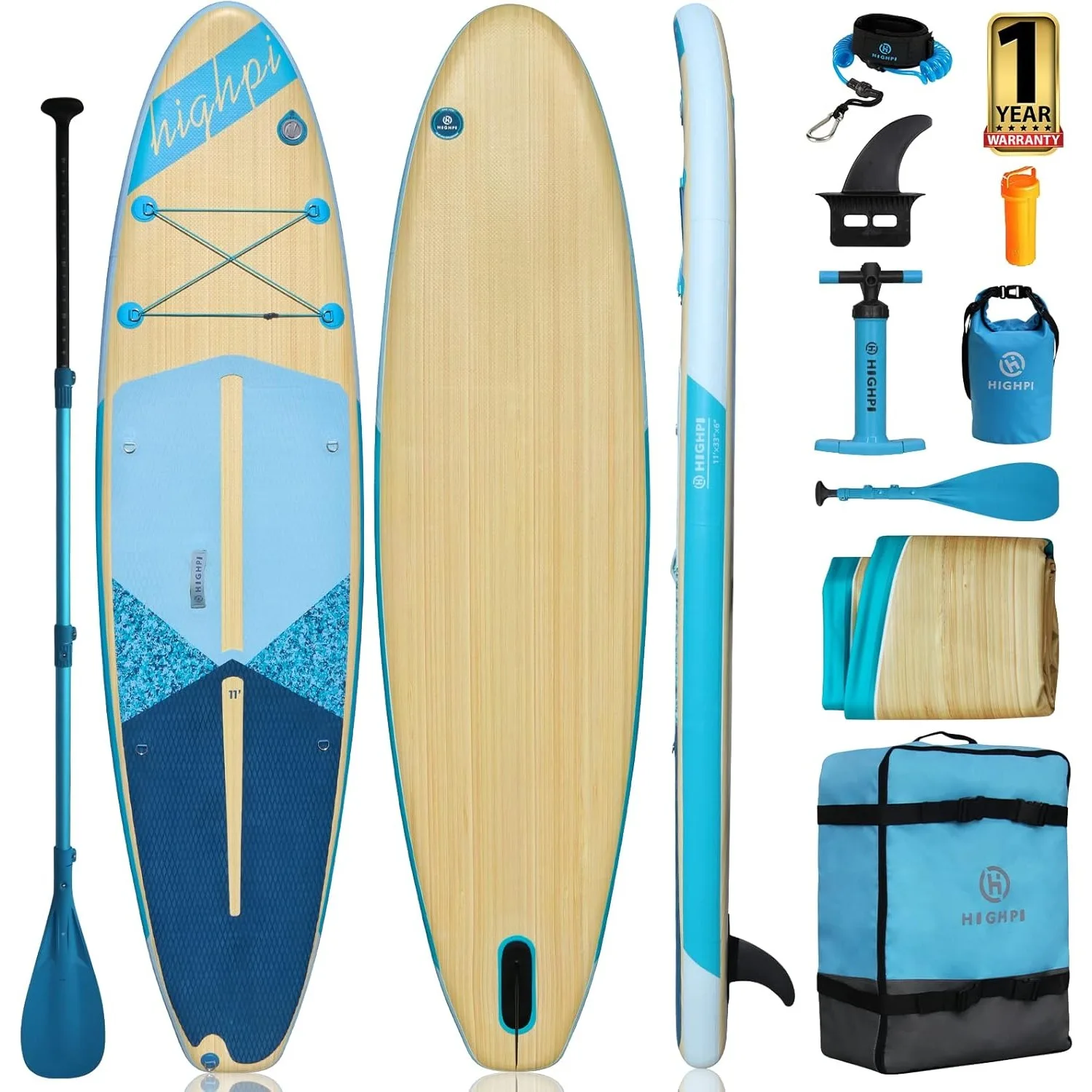 Inflatable Stand Up Paddle Board 11''X33''X6''W Premium SUP Accessories, Backpack,Wide Stance,Surf Control, Non-Slip Deck, Leash