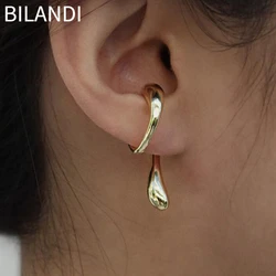 Bilandi Modern Jewelry Hip Hop Cool Style Metallic Gold Color Earcuff orecchini a Clip per le donne Girl Party Gift 2023 nuovo Design