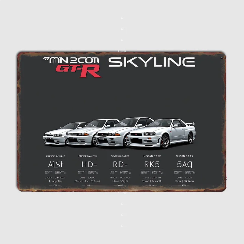 الكلاسيكية سيارة رياضية أفق GT-R تطور خمر المعادن المشارك تسجيل نادي مخصص داخلي جدار تين تسجيل غرفة ديكور ديكور المنزل