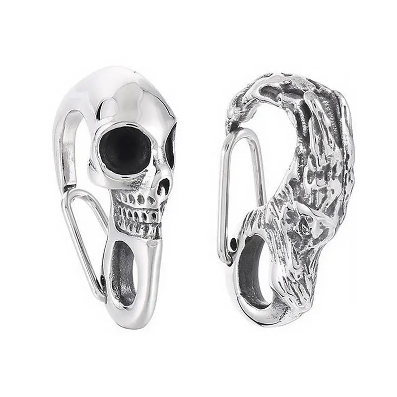 Skull Keychain Heavy Duty Stainless Steel Gothic Carabiner Clips Lanyards Locking Punk Style Keyring Pendant Gift