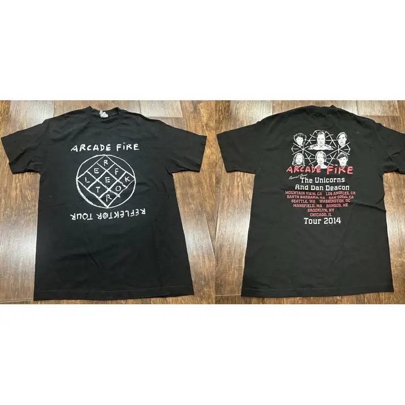 

Arcade Fire 2014 Reflektor Tour Rare 2 Sided Black All Size T Shirt