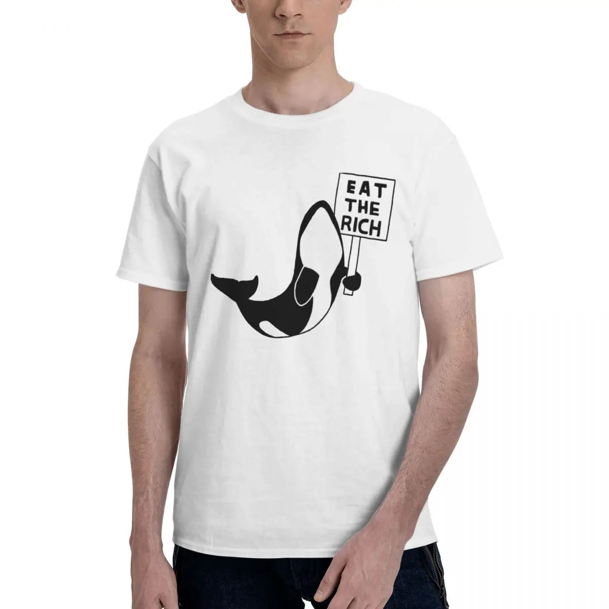 Eat The Rich Orca Funny Meme Cute T Shirt Short Sleeve Unique Mens Women T Shirt Graphic Y2K Tops