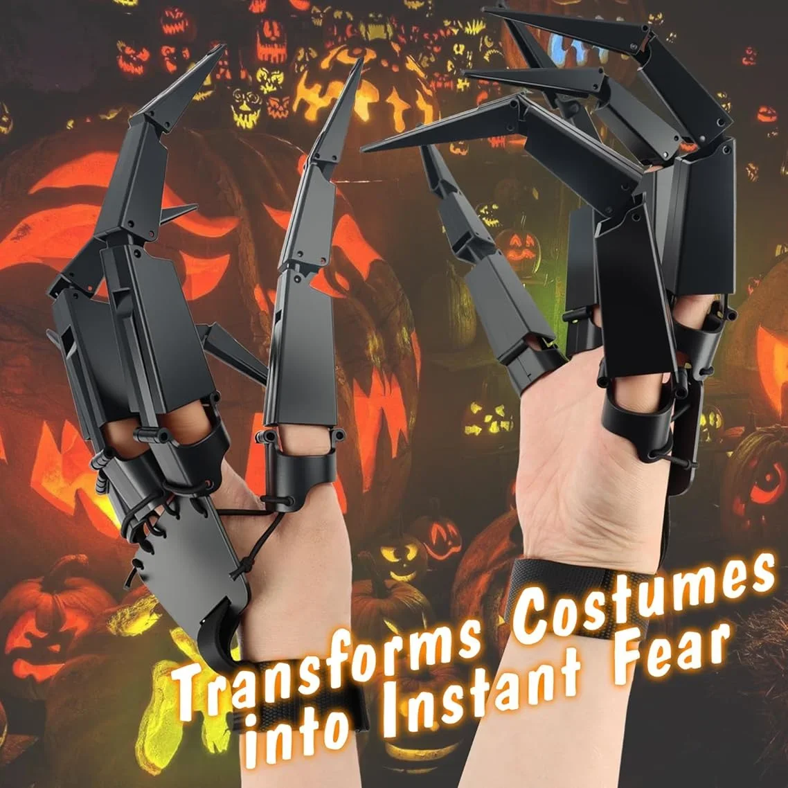 Decoração de festa 3d assustador e flexível esqueleto garras mãos festa de halloween dedos articulados assustador dedo falso cosplay adereços