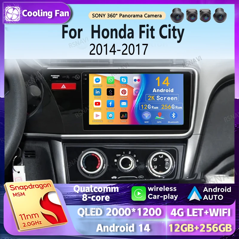 

Android 14 Carplay Auto Car Radio Multimedia Player For Honda Fit City 2014-2017 Navigation Autoradio GPS Stereo 2din Head Unit