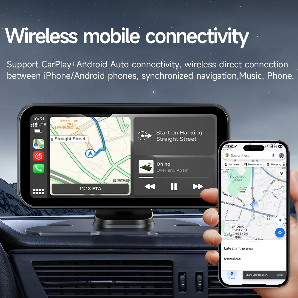 JIUYIN 6 인치 4K HD DVR 범용 자동차 라디오 멀티미디어 네비게이션 무선 CarPlay Apple Android 자동 미러 음악 플레이어