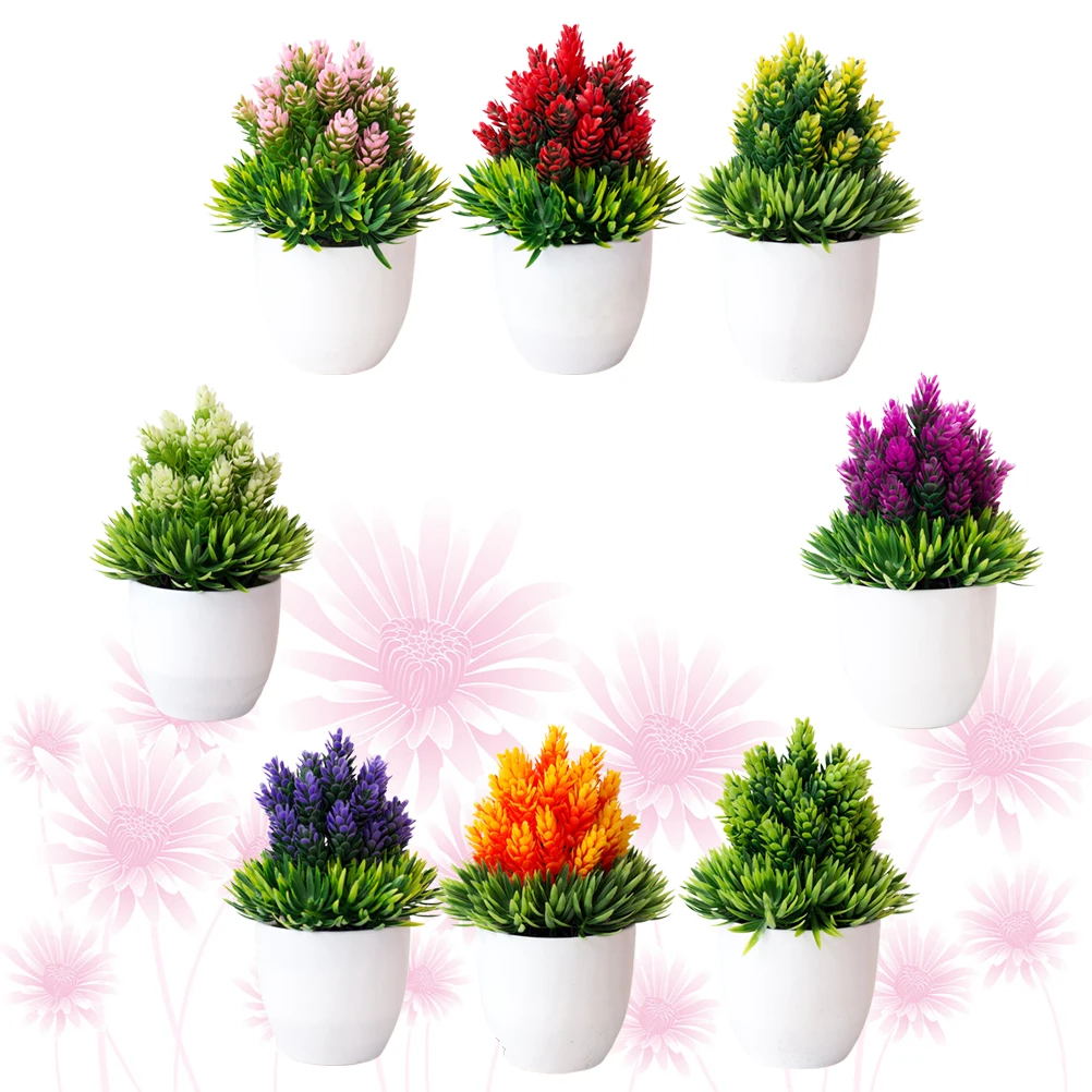 

8 Pcs Simulated Potted Plant Artificial Plants Bonsai Simulation Plastic Office Decoration