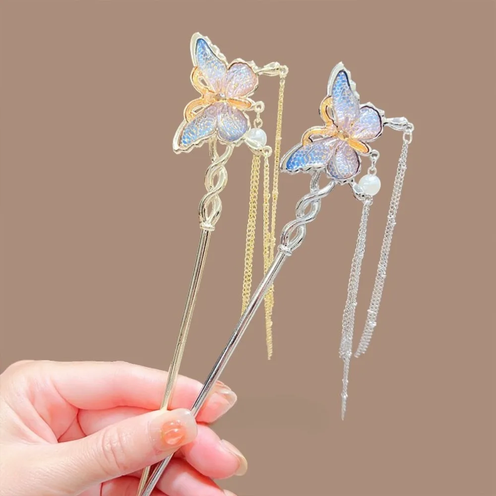

Butterfly Tassel Hairpins for Women New Chinese Style Elegant Luxury Alloy Pearl Hair Stick Party Gift Hair Accessories