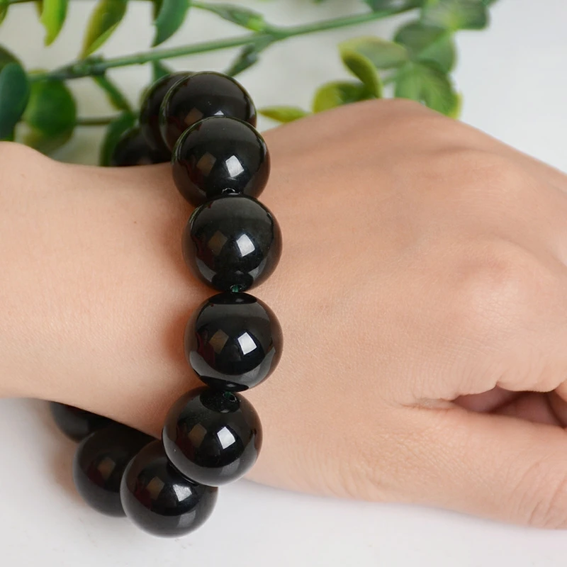 NAatural Obsidian Bracelet Women Fashion Jewelry Black Dragon Crystal Beaded Bracelet Lovers Handmade Jewelry Good Luck Lucky