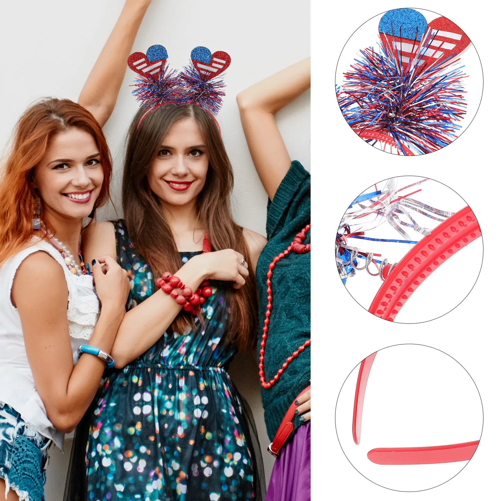 

4pcs American Flag Headb s Elastic Star Hair Accessories Fabric Hat Fourth of July Patriotic Hair Decorations