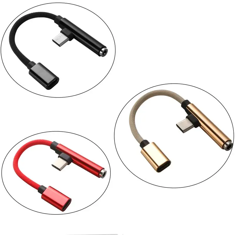 Type-C to 3.5mm Charger, Headphone Audio Jack 2-in-1, Type-C Audio Power Adapter, Audio Data Cable 2-in-1 Adapter