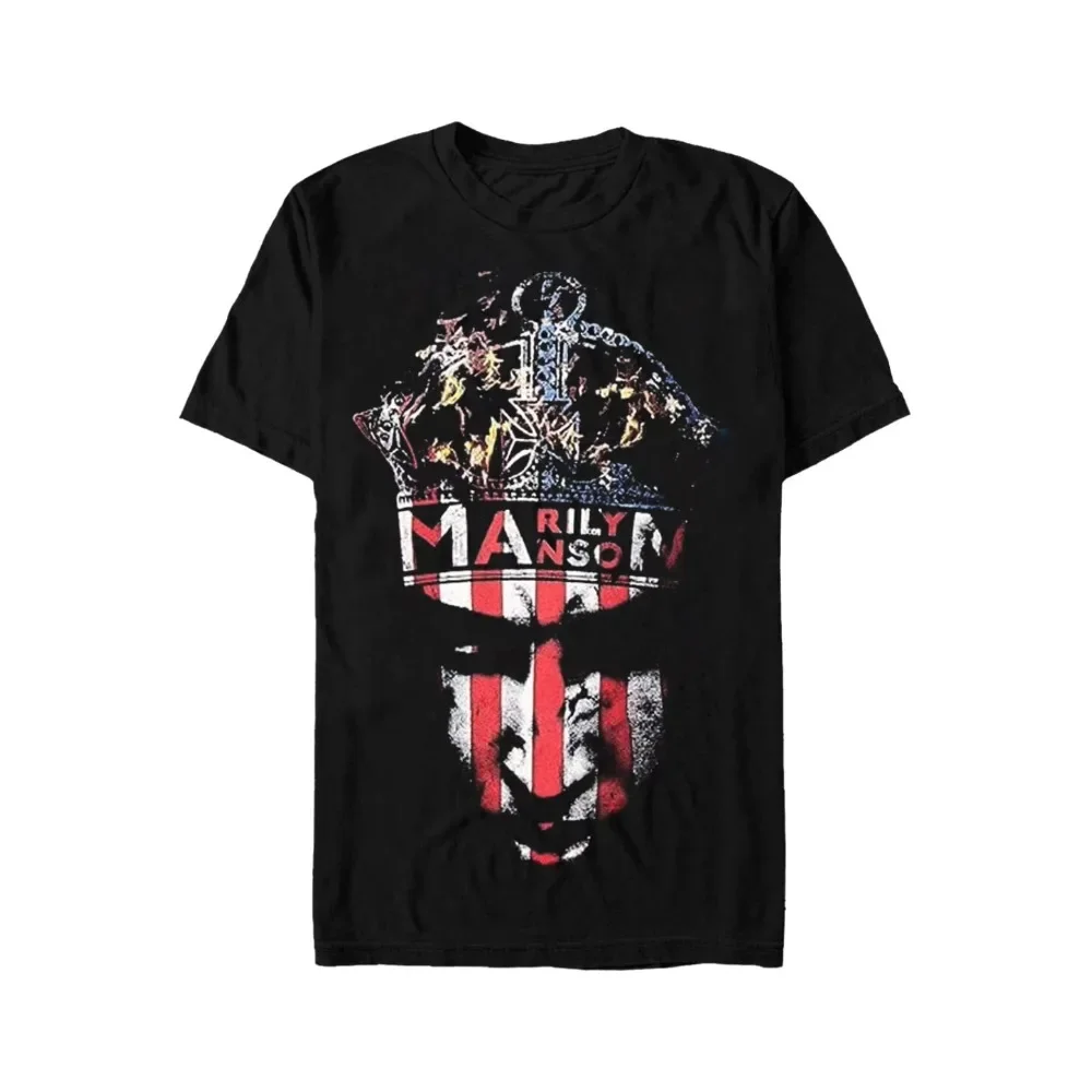 الأمريكية روك المغني تي شيرت مطبوع الرجال النساء الهيب هوب مارلين مانسون تي شيرت الشارع الشهير المتضخم قصيرة الأكمام Y2k النساء الملابس