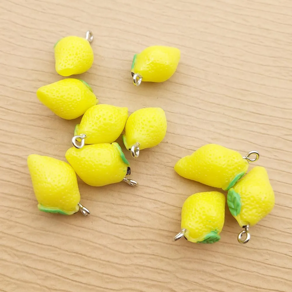 10pcs Resin Lemon Charm for Jewelry Making Supplies Earring Pendant Necklace Charms Diy Craft Accessories Keychain