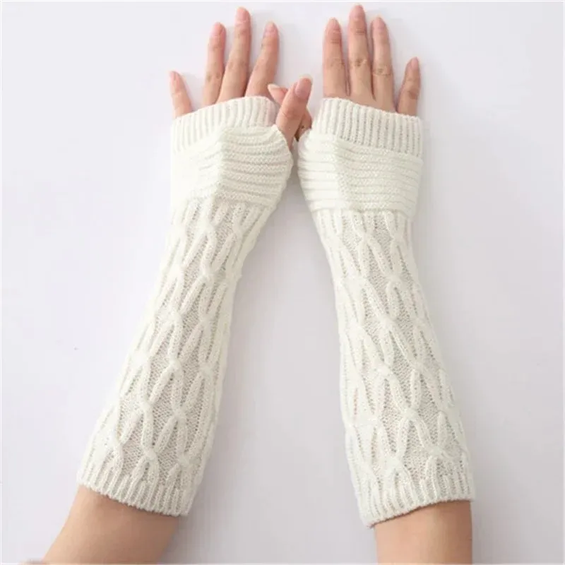 Long Fingerless Gloves Women‘s Mitten Winter Arm Warmer Knitted Sleeve Fine Casual Soft Girls Goth Clothes Punk Gothic Glove