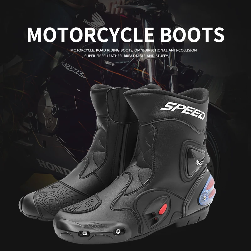 

PRO-BIKER SPEED Ankle Joint Protective Gear Moto Shoes Motorbike Riding Racing Motocross Anticollision Non-slip Motorcycle Boots