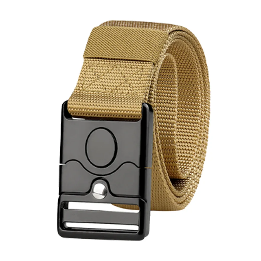 Woven Nylon Strap Snap Buckle Waist Belt Black Silver Press Clasp Cut To Fit Hike Camp Travel Daily Outfit Trendy Charm