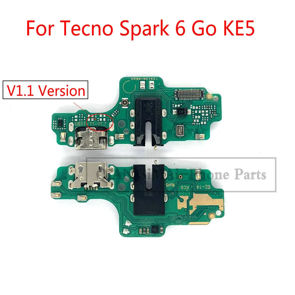 For Tecno Spark 6 Go KE5 USB Dock Charging Port Charger Board Headphone Audio Jack Flex Cable