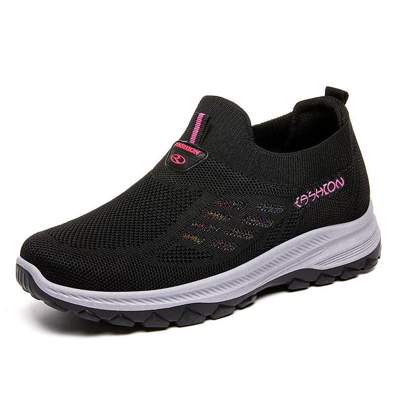 Spring 2024 New Women's Shoes with Breathable Mesh Surface and Smooth Soft Sole for Middle and Elderly Mom Work Driving Shoes