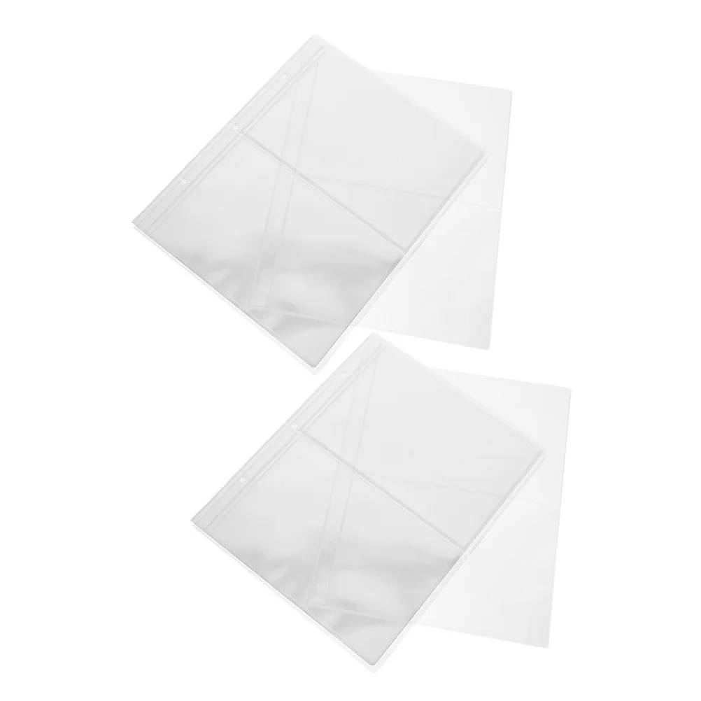 2 قطعة صفحات ألبوم المال الورقية أكمام بولي كلوريد الفينيل واضحة لتخزين الأوراق النقدية سعة كبيرة منظم الفواتير علبة العملة المحمولة