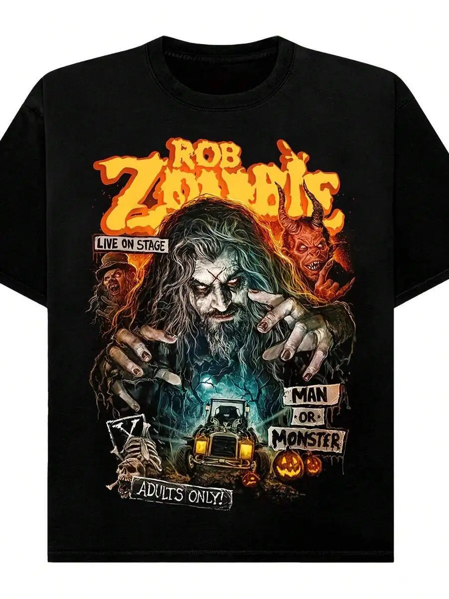 MEN's PLUS Sizeplus Size Graphic T-Shirt Black Short Sleeve Tee With Colorful Dark-Themed Graphic, Featuring Bold 'LIVE ON 100%