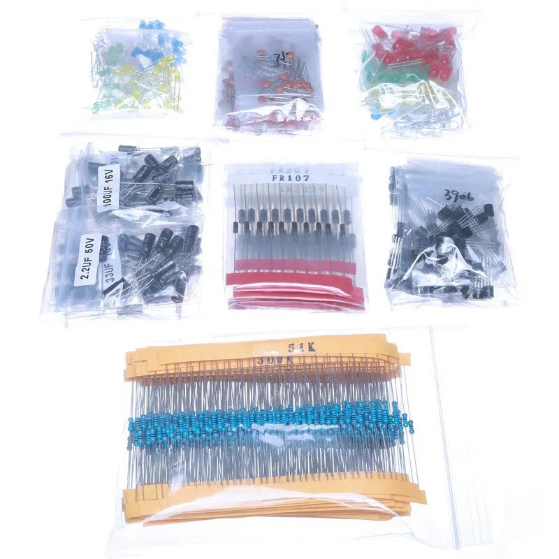 1400/1500PCS Comprehensive Electronics Kit Featuring 600 Resistors 200 LEDs 180 Transistors 120 Electrolytic Capacitors Diodes