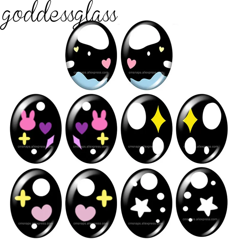 

5pairs Cartoon Doll crystal Eye Stars pupils 10x14mm/13x18mm/18x25mm Oval photo glass cabochon demo flat back Making findings
