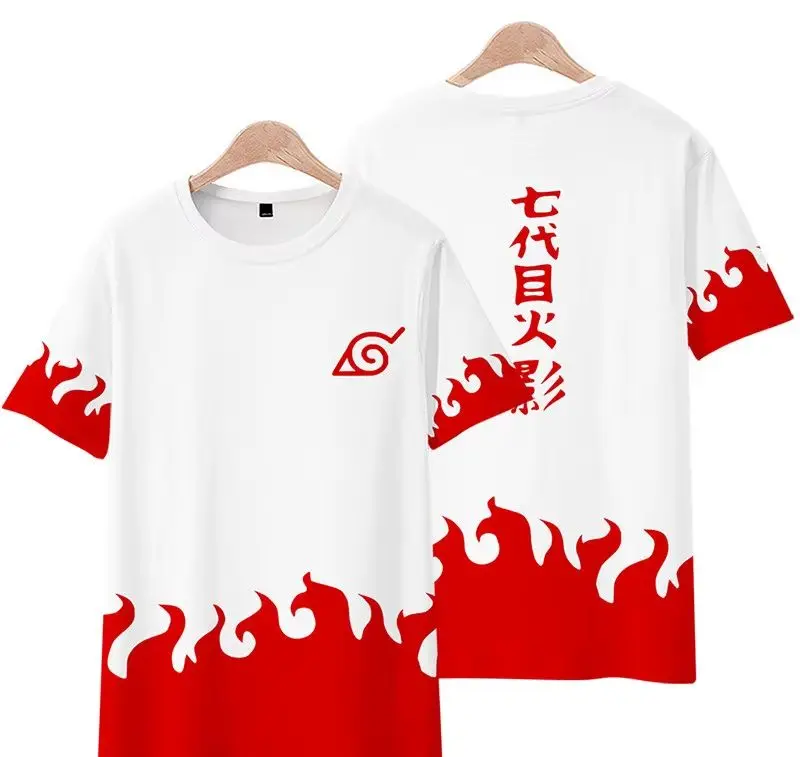 Camiseta de Cosplay de Anime Naruto, Séptimo Hokage, Kimono, Estampado 3D de Akatsuki, Manga Corta, Estilo Hip Hop, Ropa Urbana para Niño