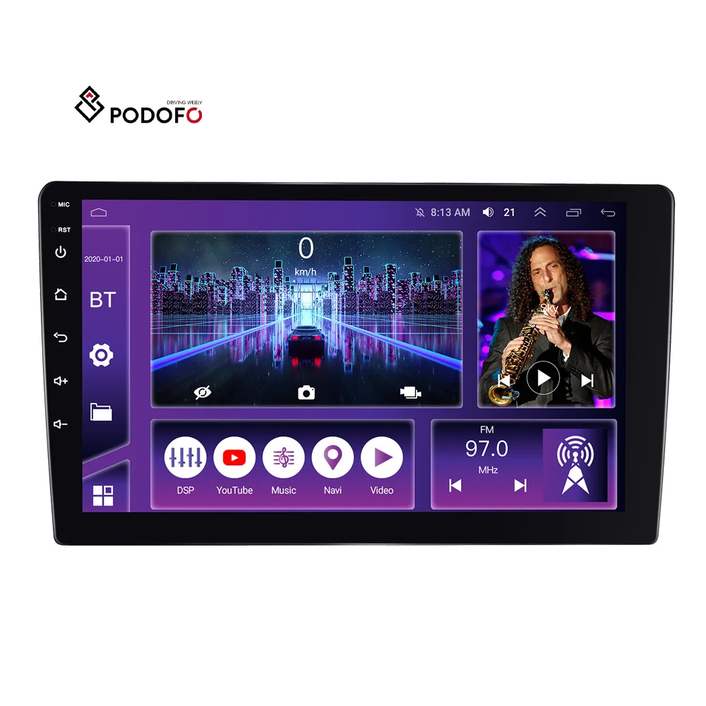 Podofo 8 Core 2+32/4+64 Android Car Radio Car Stereo 9'' IPS Screen Carplay Android Auto GPS WiFi BT FM RDS 36EQ DSP Autoradio